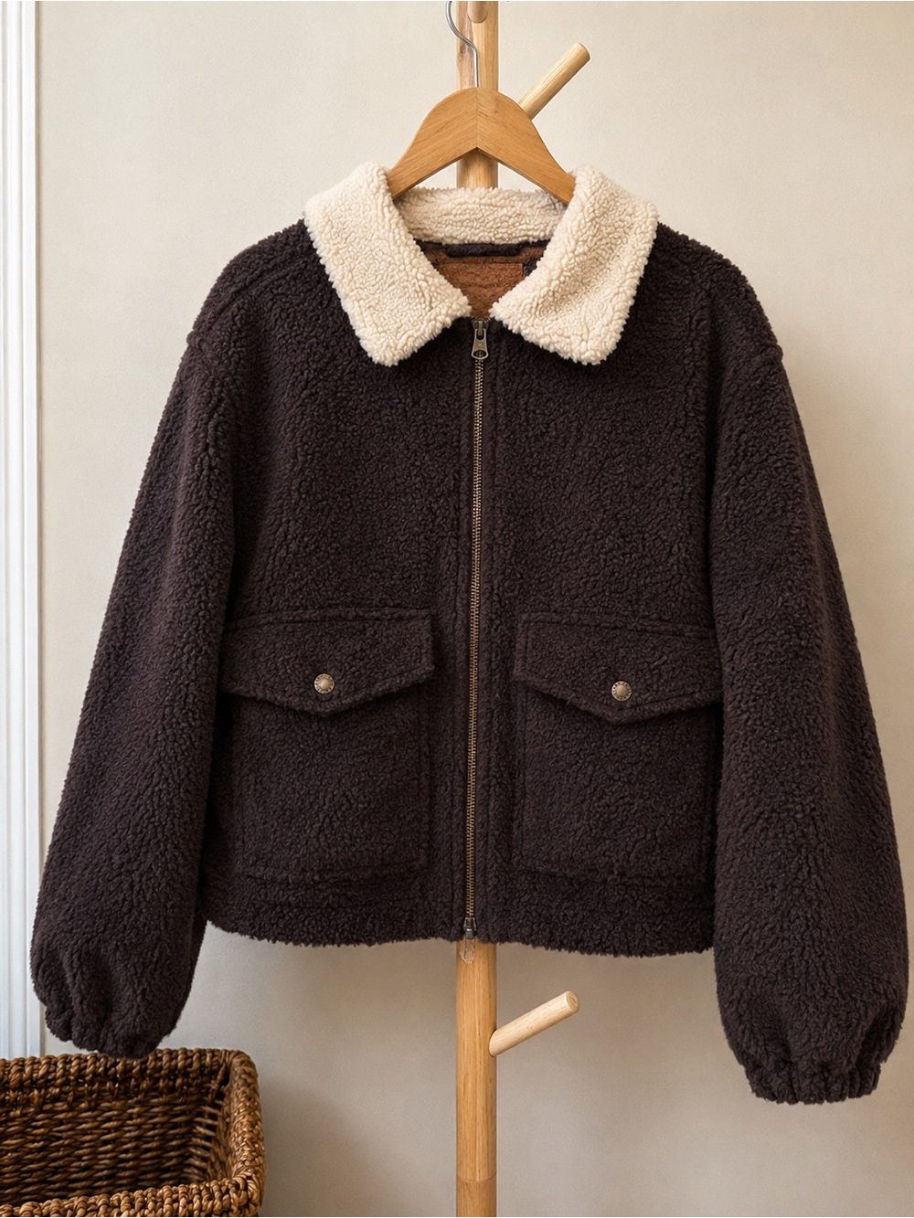 Levi’s Premium Baby Bubble Wool Trucker Jacket XL Mole Brown Sherpa